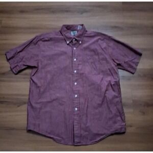 Mens L.L Bean Pink Short Sleeve Pocket Minimalist Cotton‎ Button Down Shirt